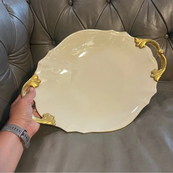VTG Lenox Valencia Gold and Ivory Serving Platter Vintage - Picture 15 of 16